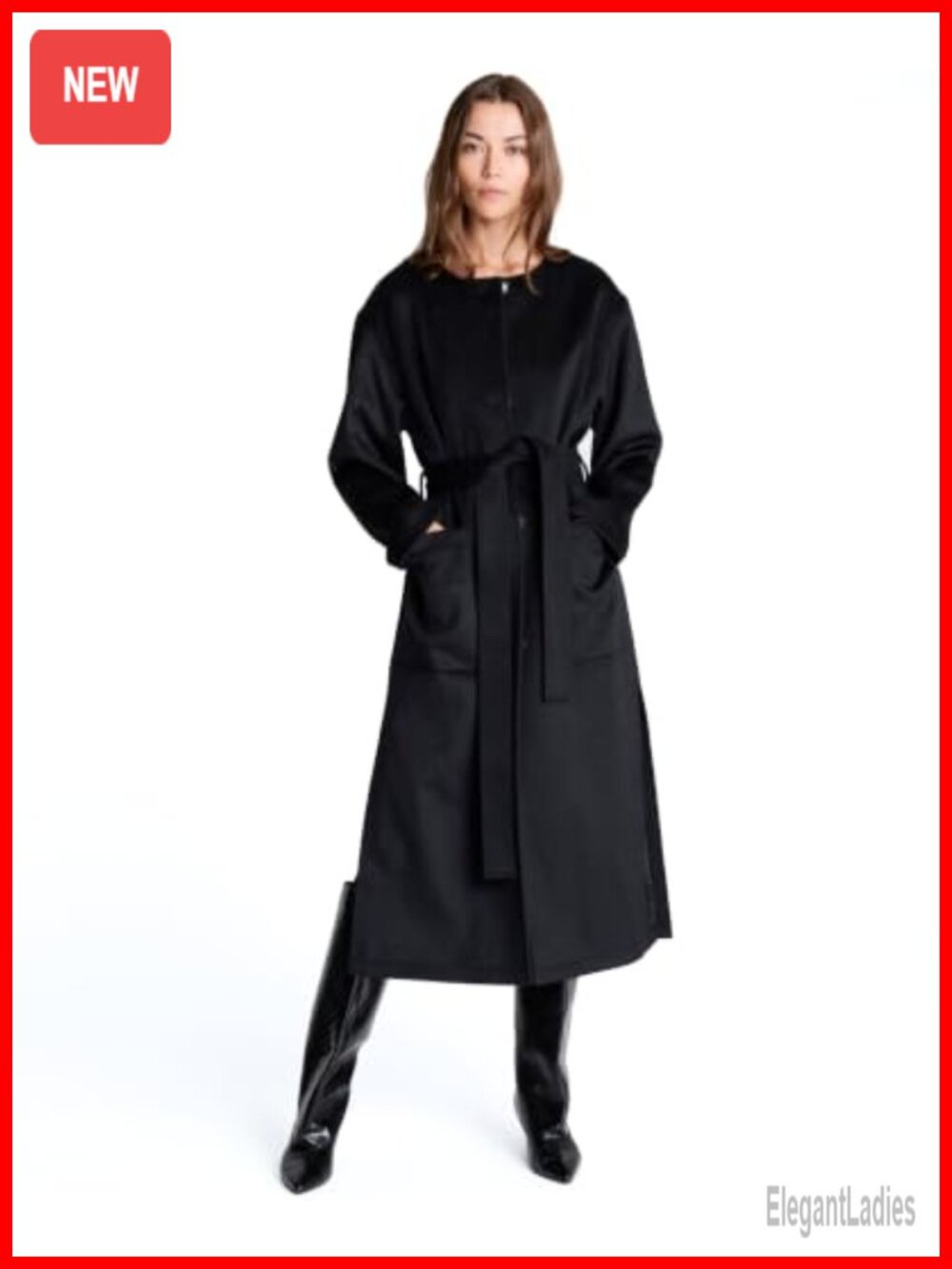 Leopard Print Wool Blend Wrap Coat Long Sleeve Button Front